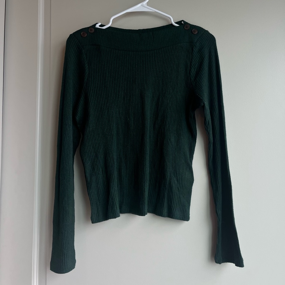 Madewell Ribbed Long Sleeve Top - Forest Green